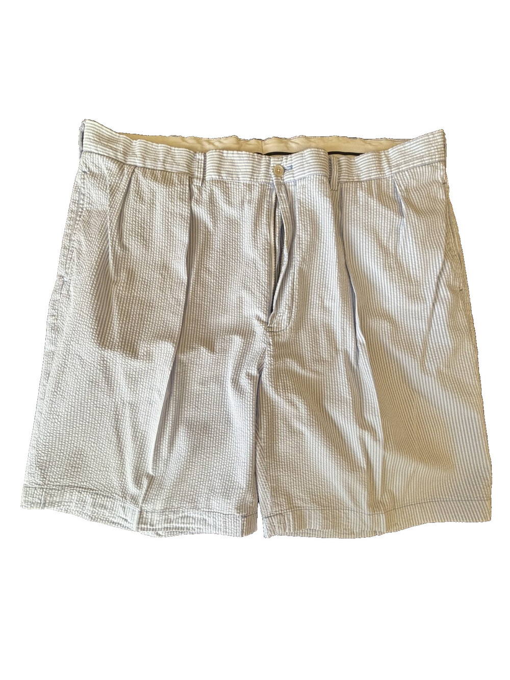 Polo Golf Ralph Lauren Seersucker Shorts Mens 42 Blue White Striped Pleated